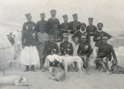 Französische Militäröffiziere mit wunderschönen algerischen Sloughis